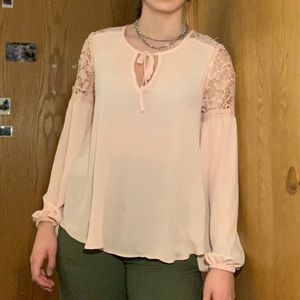 Pink Lacey Long Sleeve Shirt